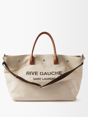 SAINT LAURENT: Rive Gauche recycled canvas bag with logo - Black