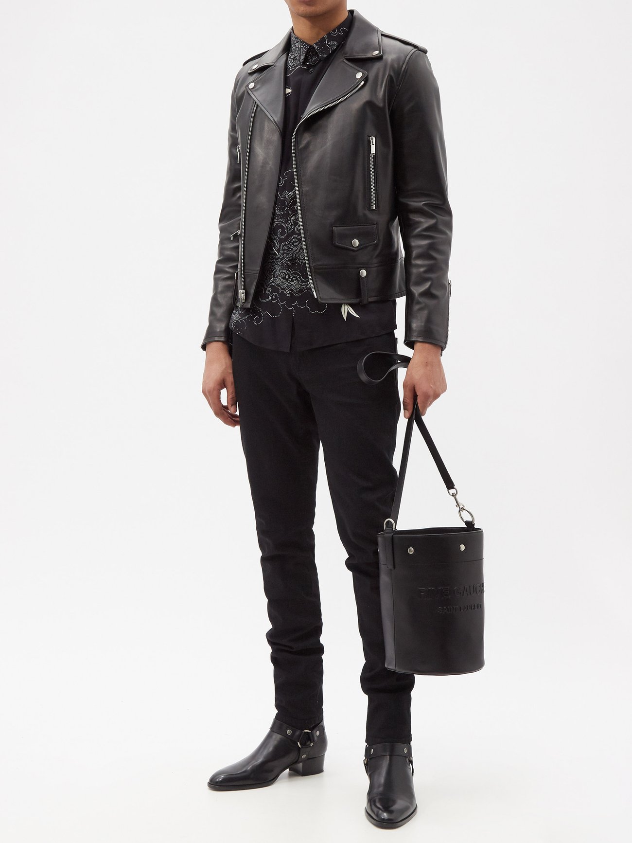 Black Rive Gauche leather bucket bag, Saint Laurent