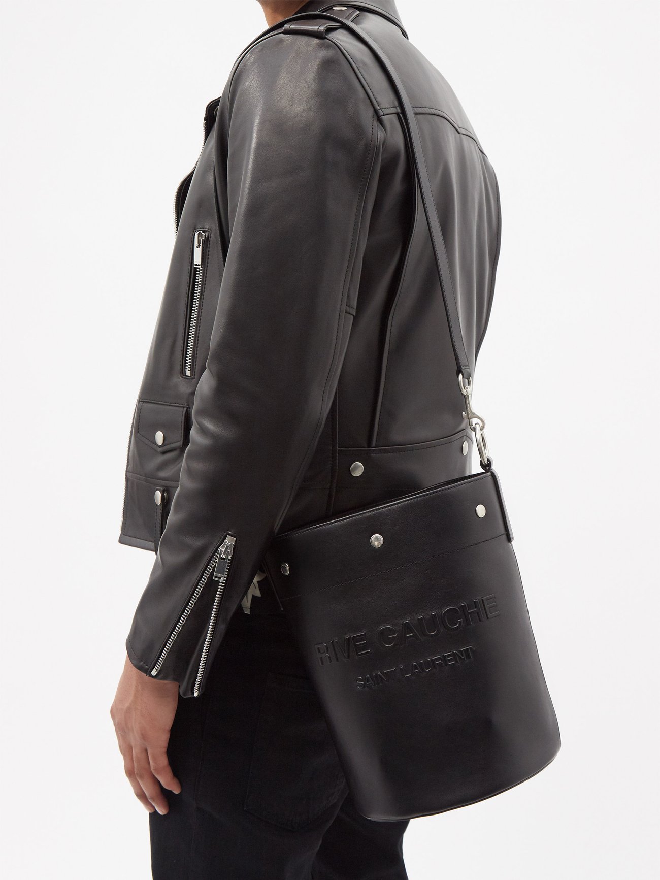 Black Rive Gauche leather bucket bag, Saint Laurent