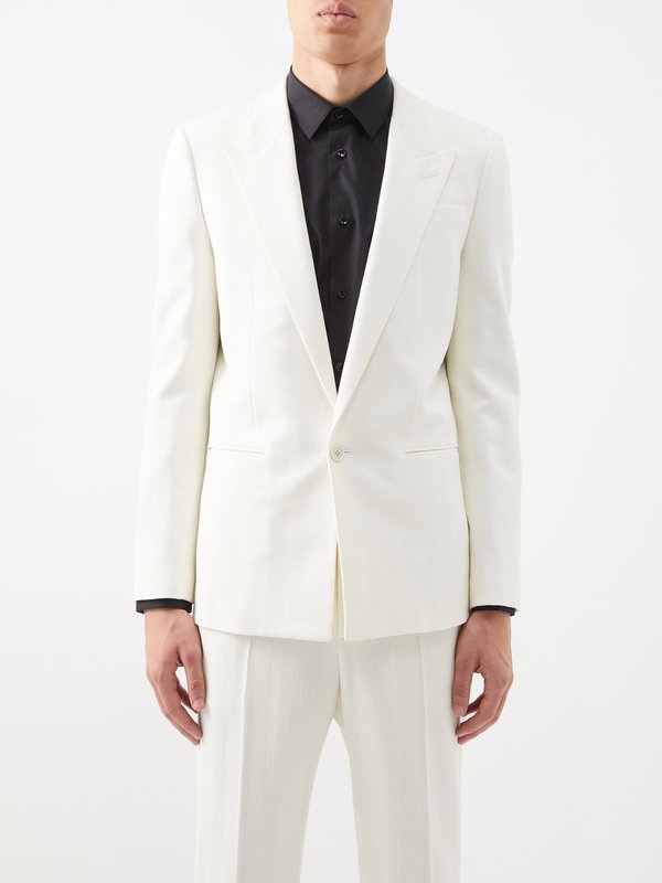 Saint Laurent Striped single-breasted wool-twill suit jacket