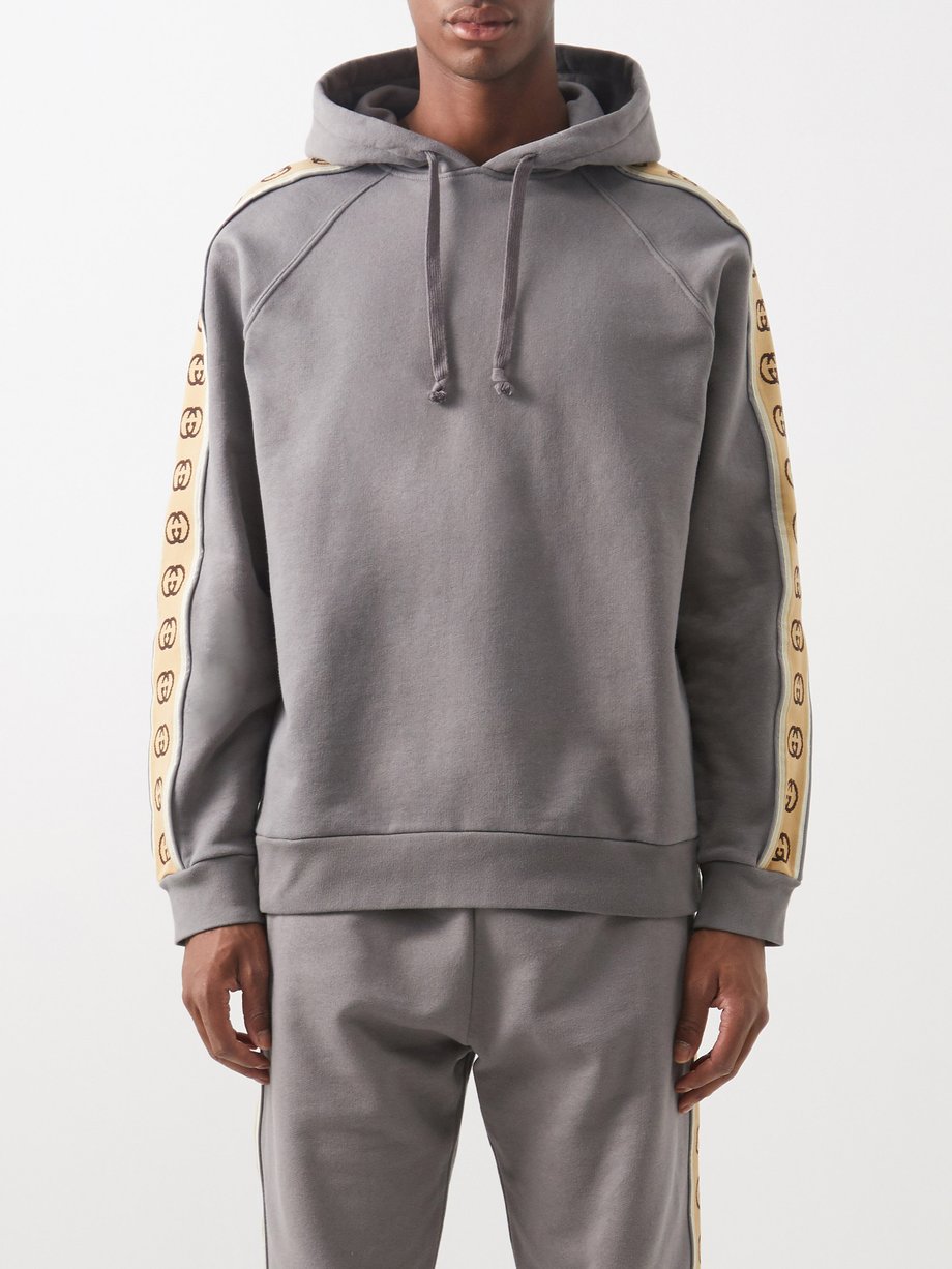Afdeling Recreatie bereiden Grey Logo-tape cotton-jersey hoodie | Gucci | MATCHESFASHION US