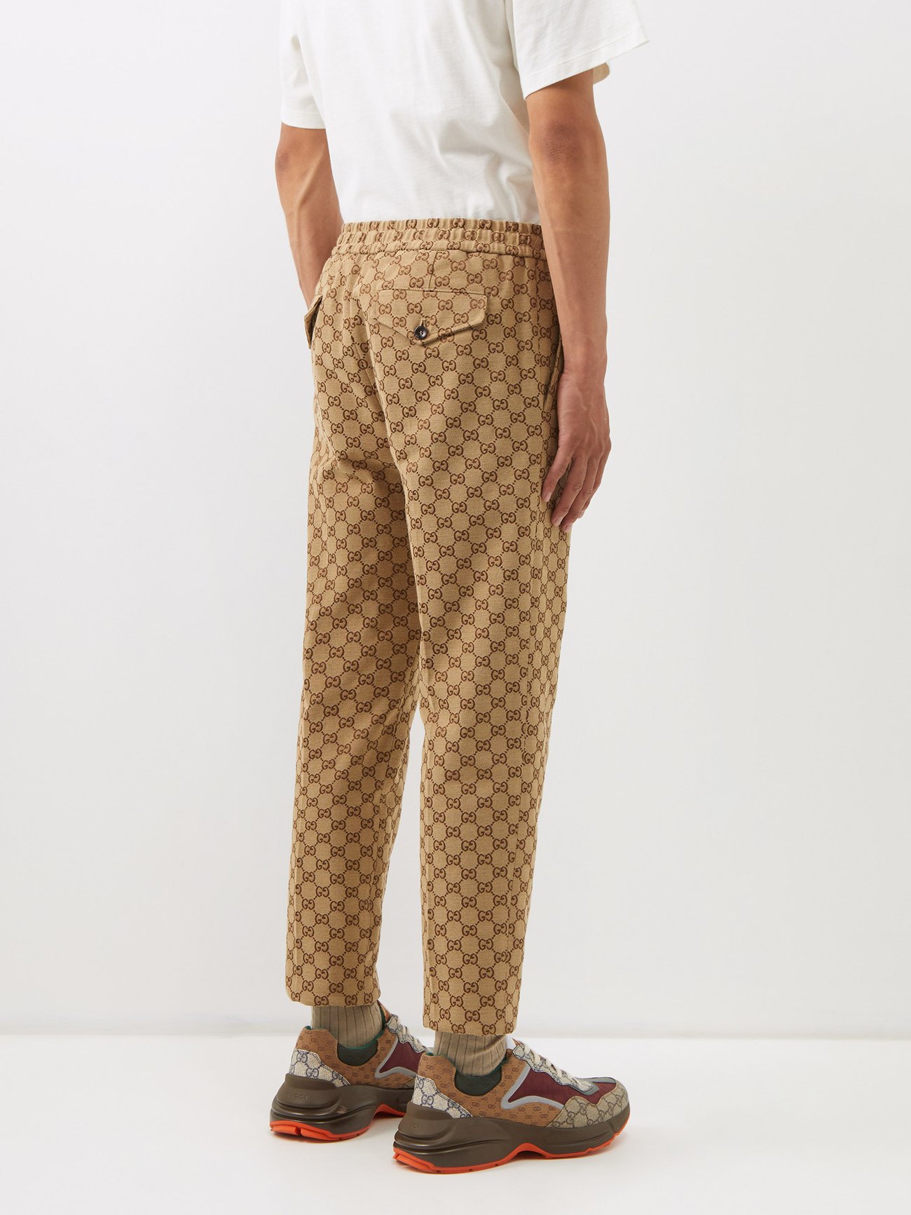 GG Supreme straight cotton pants in brown - Gucci