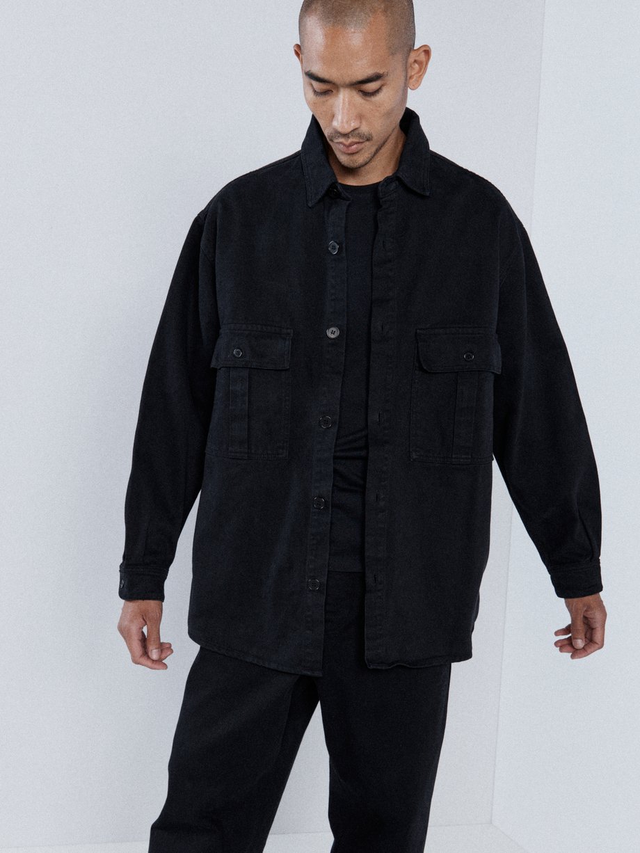 Black Flap-pocket organic-cotton shacket | Raey | MATCHES UK
