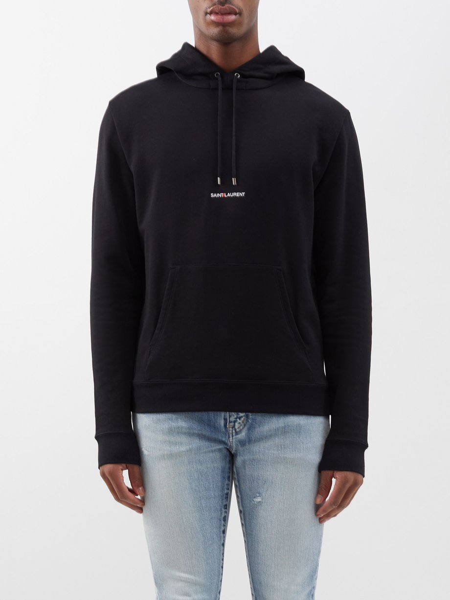Black Logo-print jersey-fleece hoodie | Saint Laurent | MATCHESFASHION UK