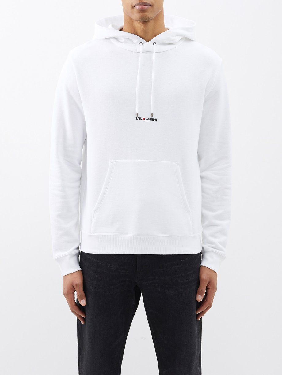 White Logo-print jersey-fleece hoodie | Saint Laurent | MATCHES UK