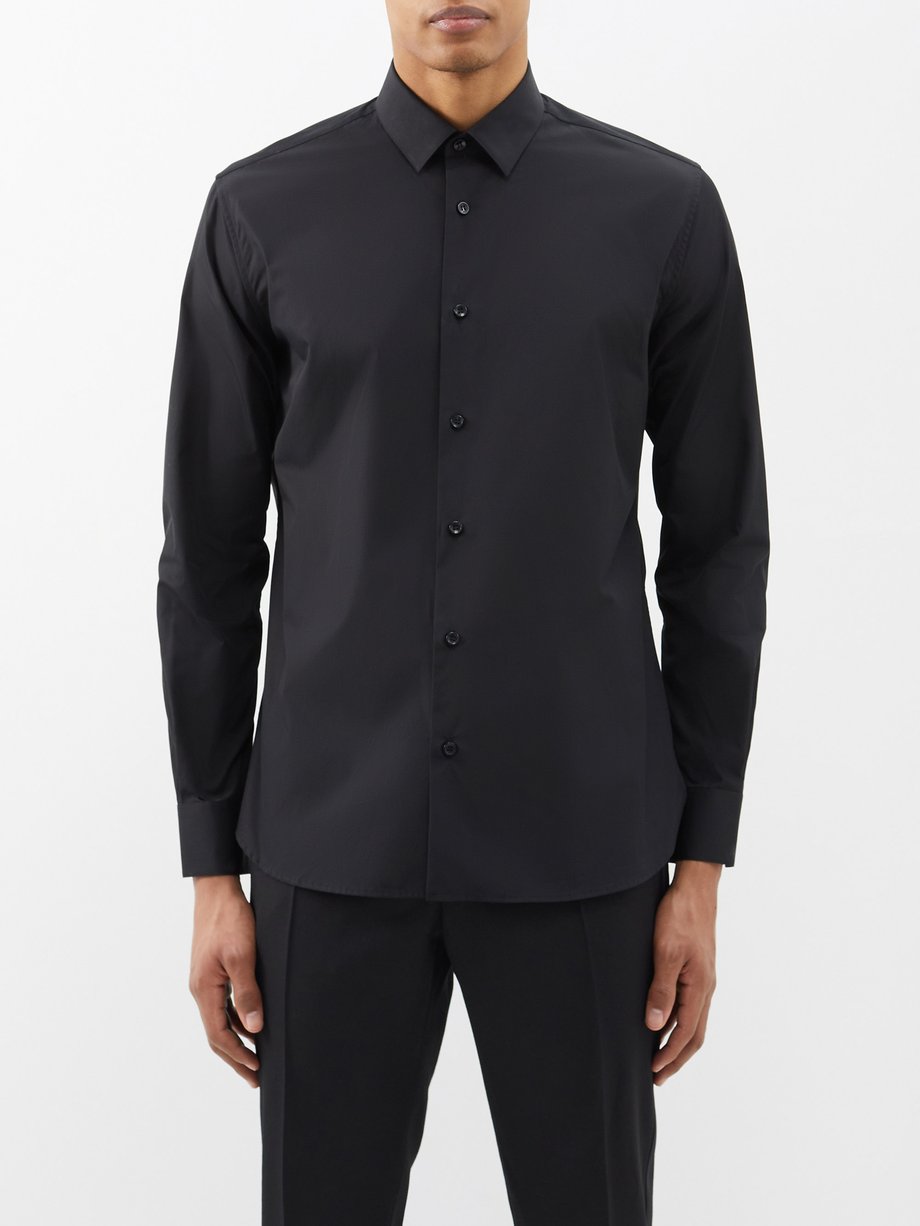 Black Pleated-cuff cotton-poplin shirt | Saint Laurent | MATCHESFASHION UK