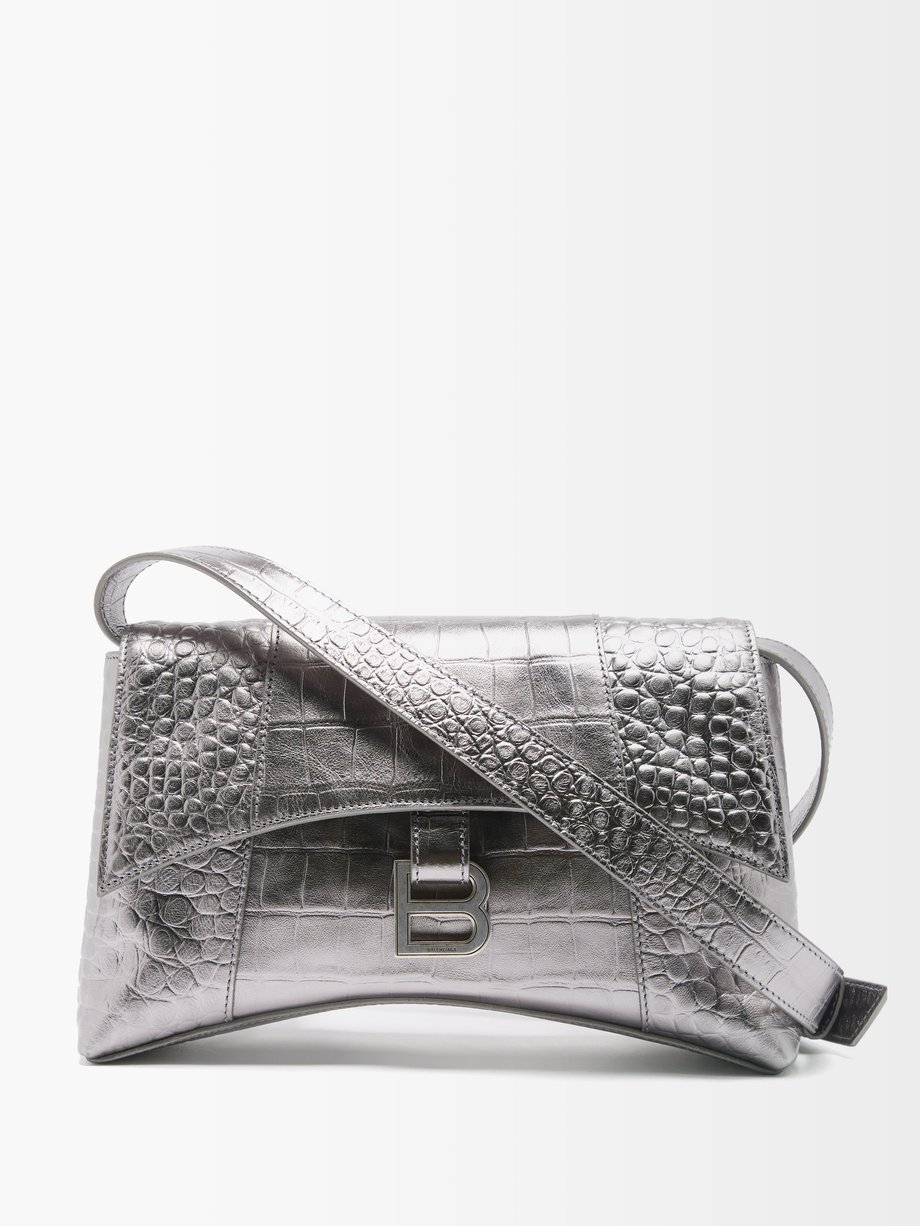 Balenciaga Black & White Crocodile and Leather Mini Bucket Bag at