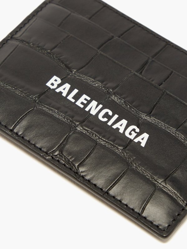 Balenciaga Logo-print croc-embossed leather cardholder