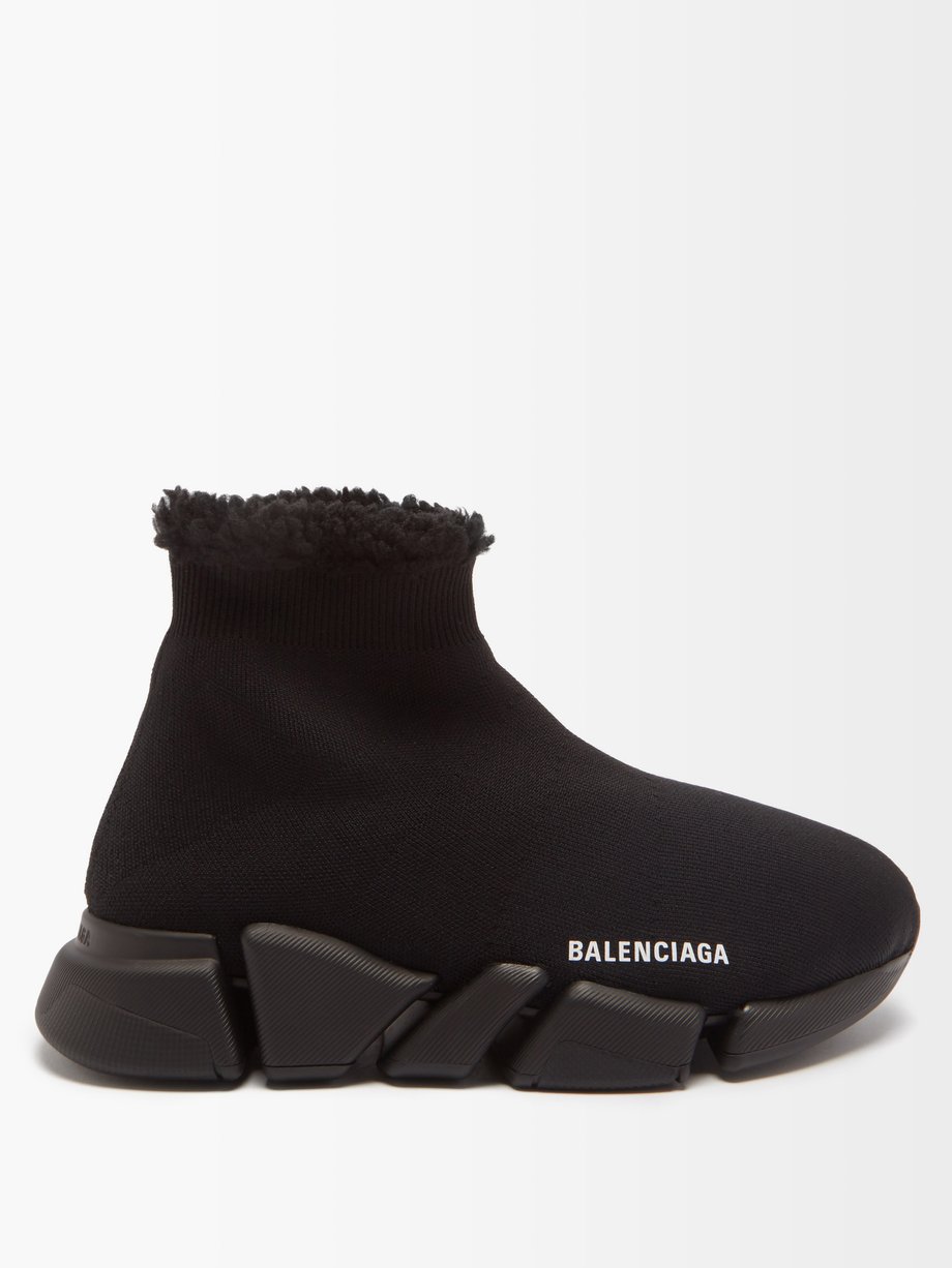 발렌시아가 스니커즈 Balenciaga Black Speed 2.0 faux-fur lined trainers