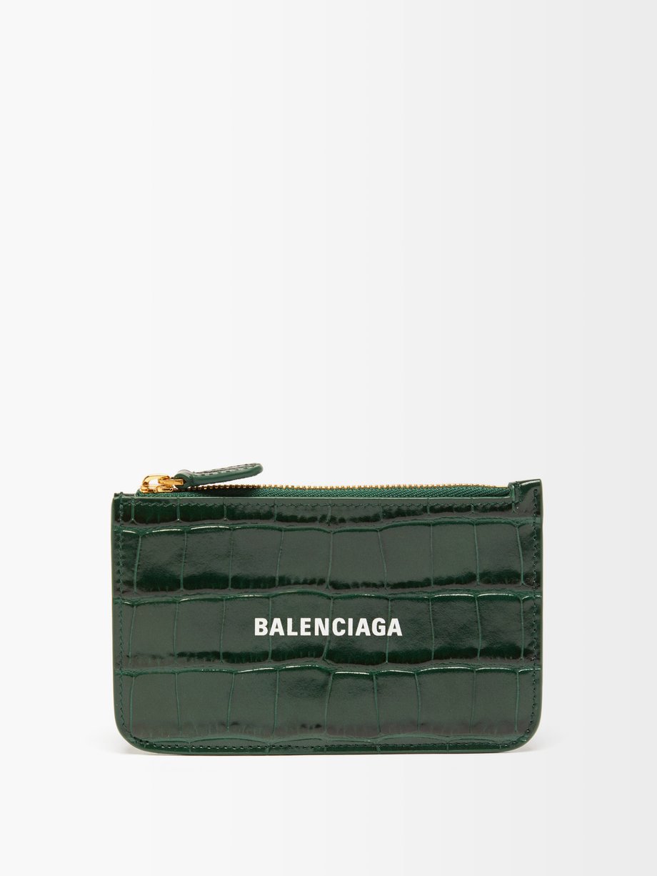 Balenciaga Cash logo-print croc-effect leather cardholder