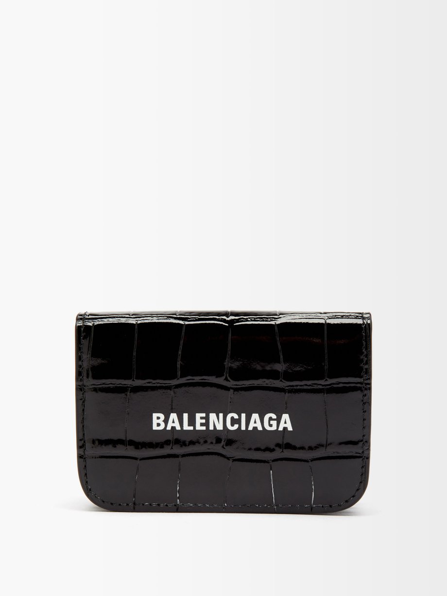 Balenciaga Cash logo-print crocodile-effect leather wallet