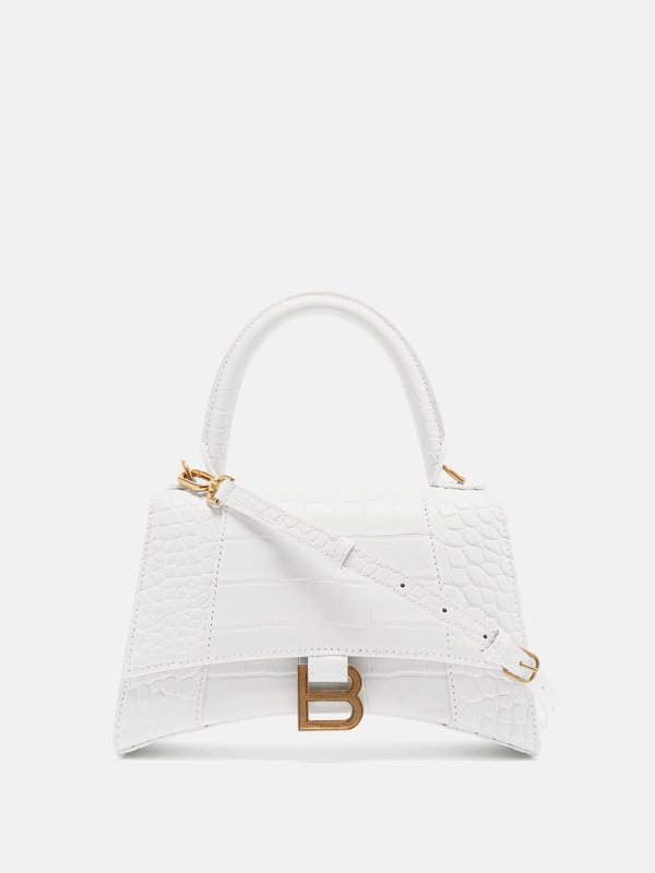 Balenciaga Hourglass S crocodile-effect leather bag
