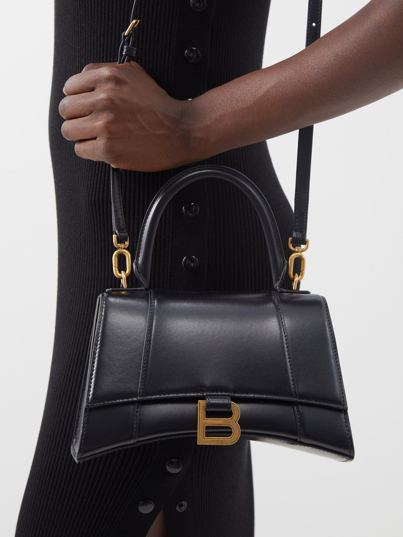 Black Hourglass small leather bag | Balenciaga | MATCHES UK