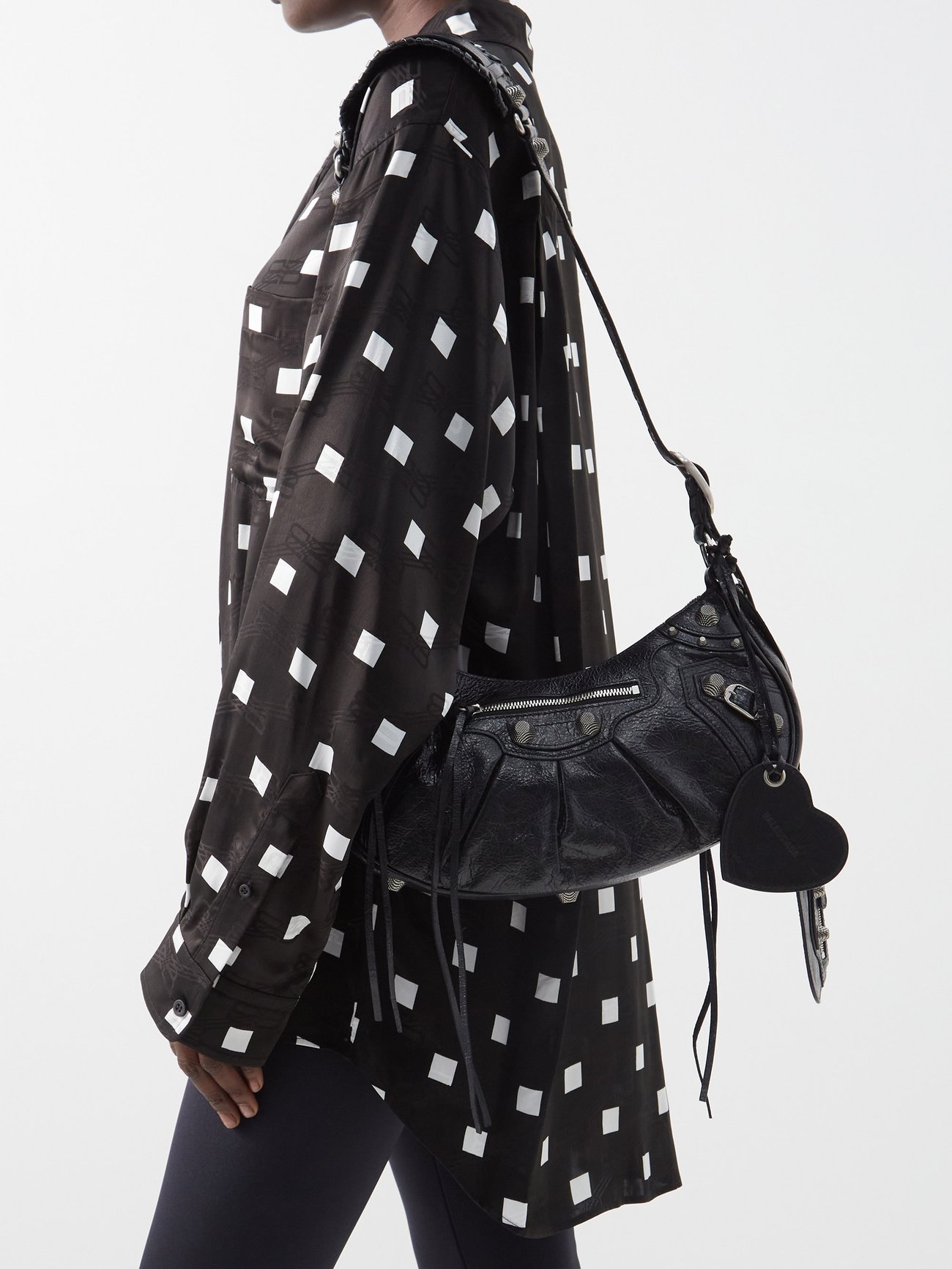 Black Le Cagole crinkled-leather cross-body bag, Balenciaga