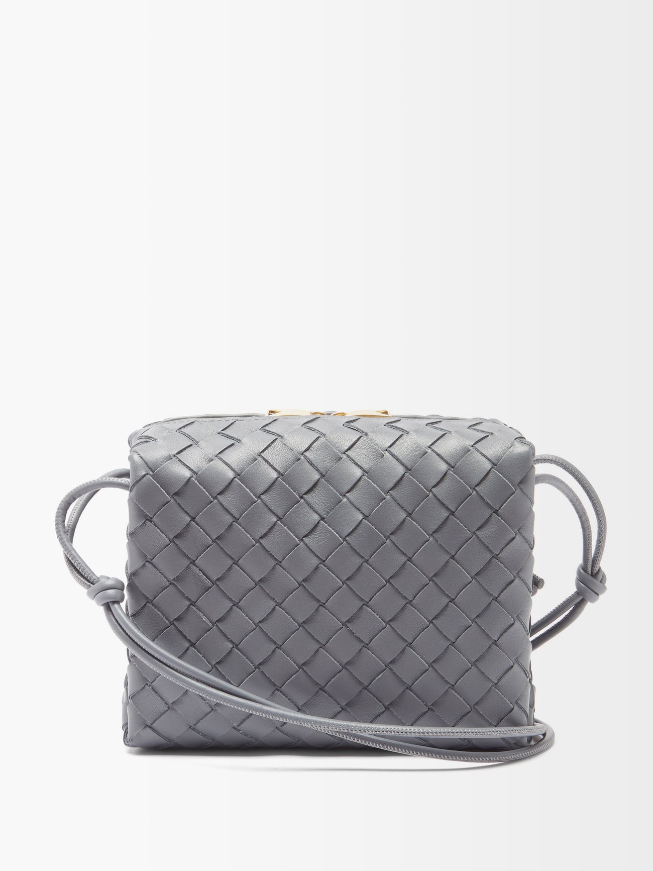 Bottega Veneta - Loop Mini Intrecciato-leather Cross-body Bag - Womens - Grey