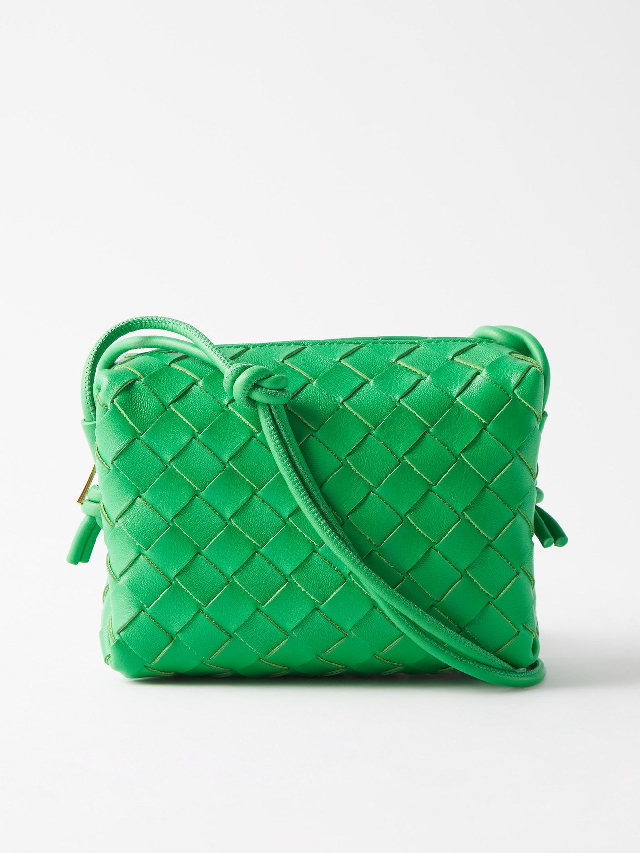 Bottega Veneta Light Green Intrecciato Leather Mini Loop Camera Crossbody  Bag