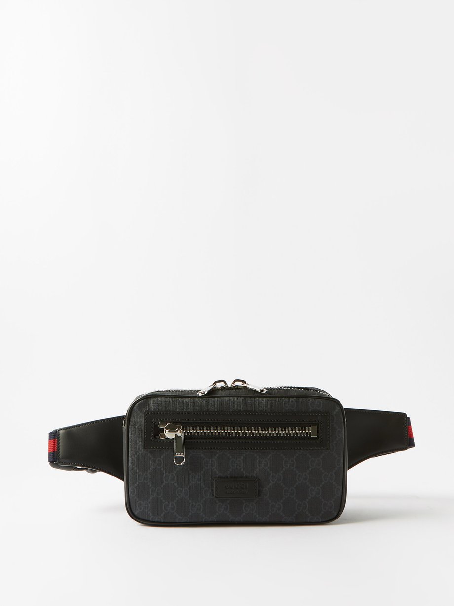 Black GG-jacquard coated-canvas and leather belt bag | Gucci |  MATCHESFASHION UK