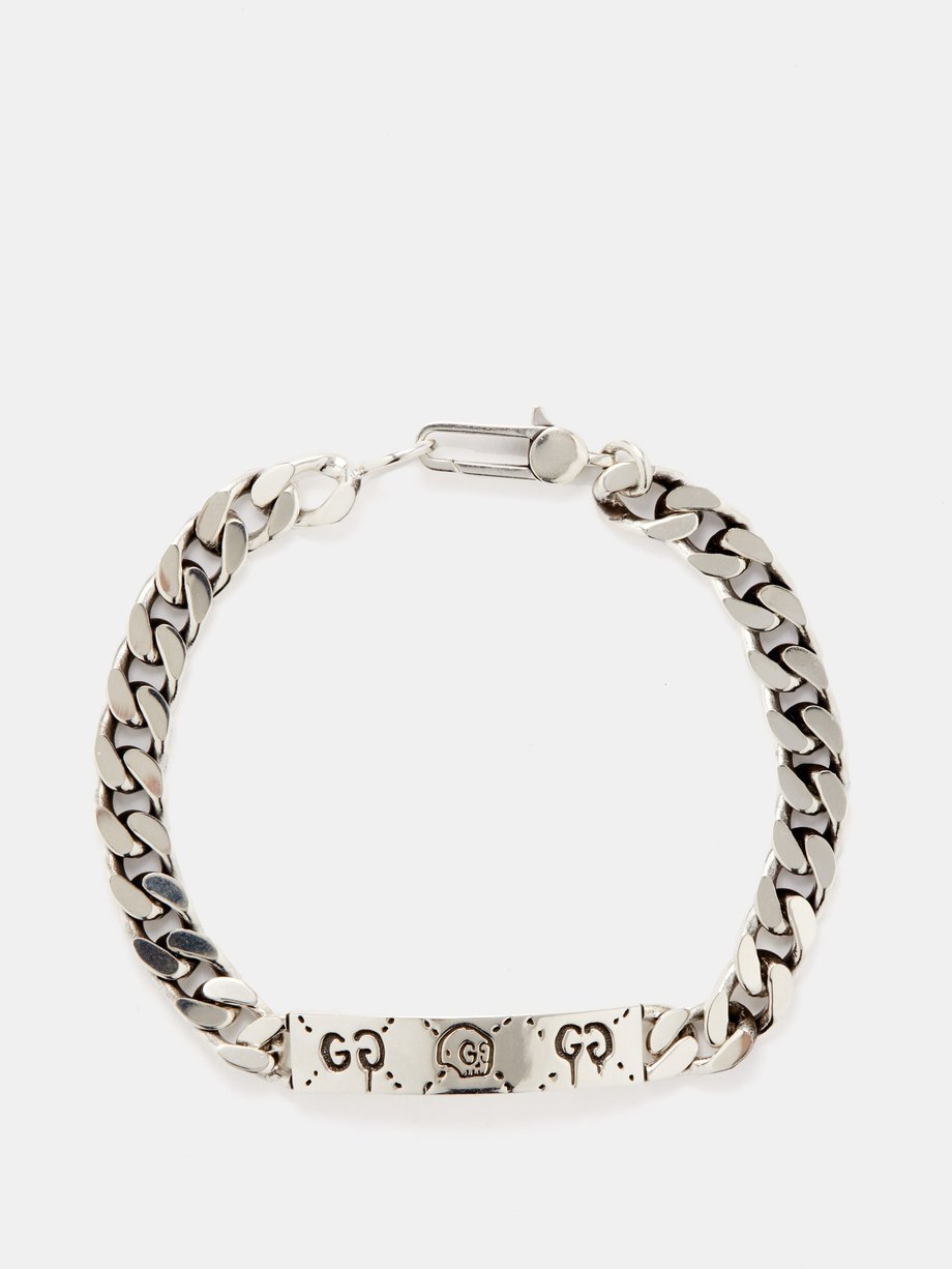 Gucci - Men - Guccighost Engraved Sterling Silver ID Bracelet Silver - 17