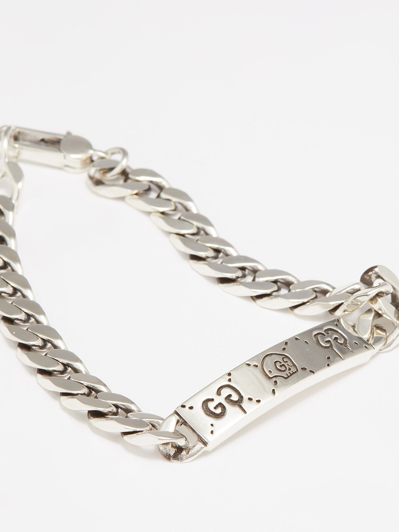 Gucci logo-plaque Engraved Chain Bracelet - Silver