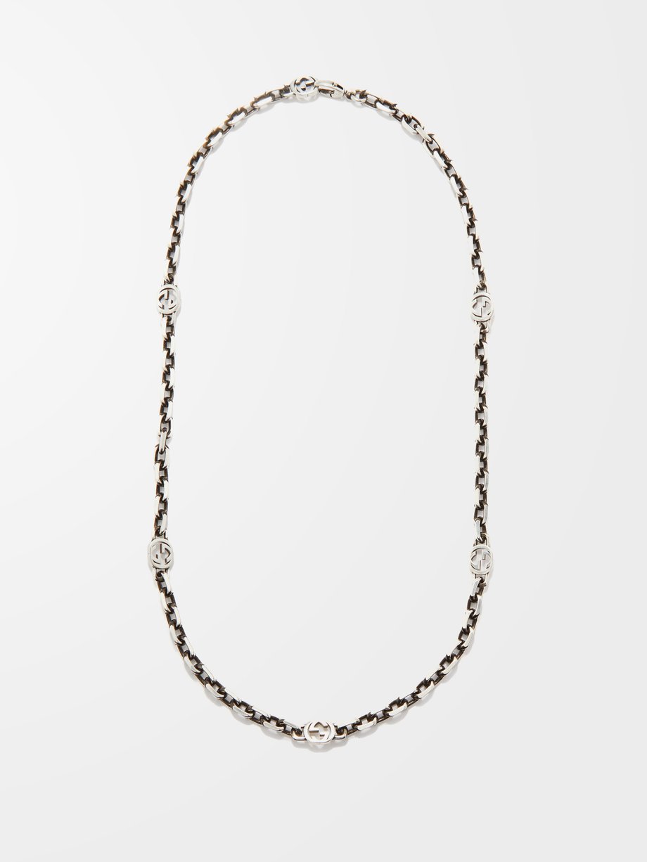 Gucci GG-link antiqued sterling-silver necklace