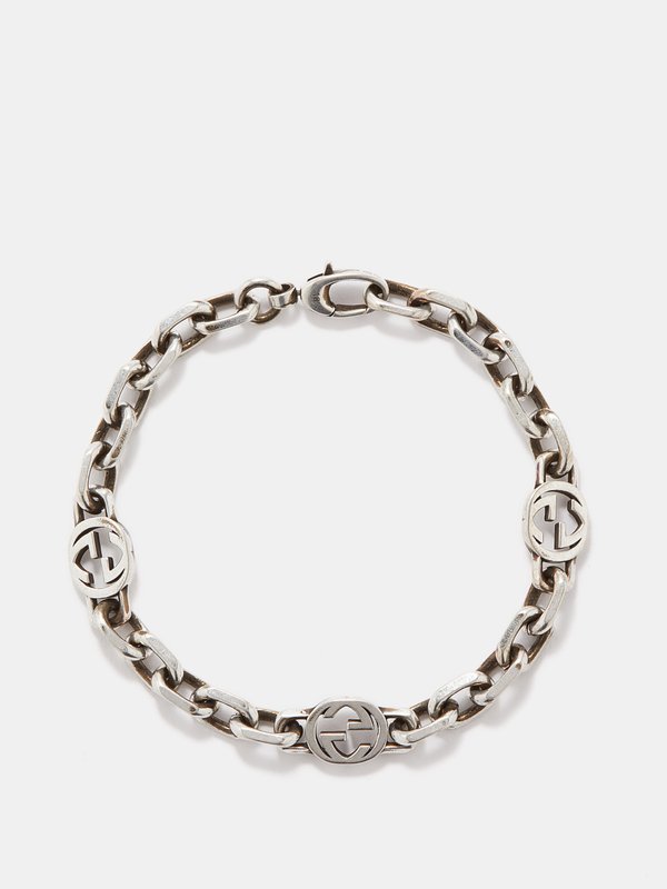 Gucci GG-link antiqued sterling-silver bracelet