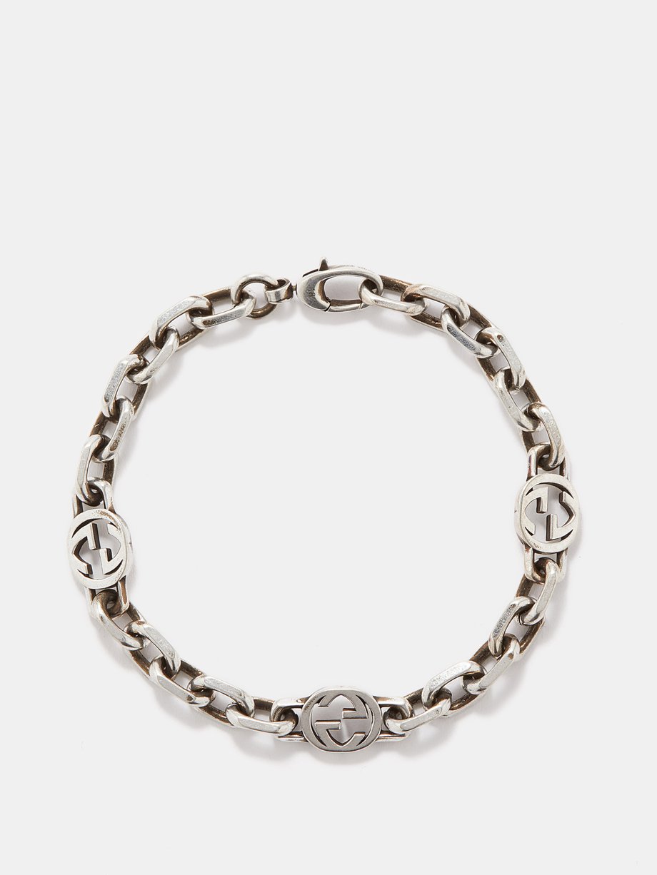 Gucci GG-link antiqued sterling-silver bracelet
