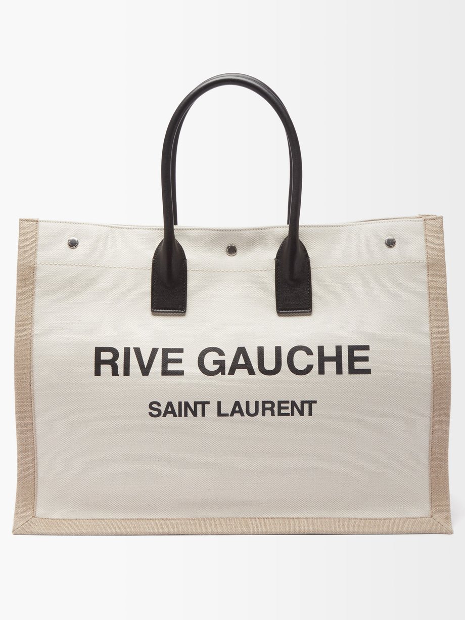 Saint Laurent Large Rive Gauche Stripe Canvas Tote