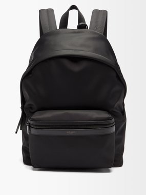 Saint Laurent - Men - logo-embroidered Leather-trimmed Shell Backpack Black