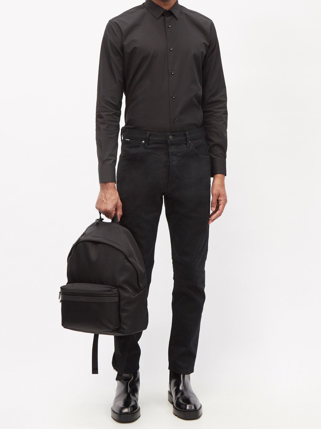 YSL Saint Laurent City Backpack in Nylon Canvas and Leather Medium