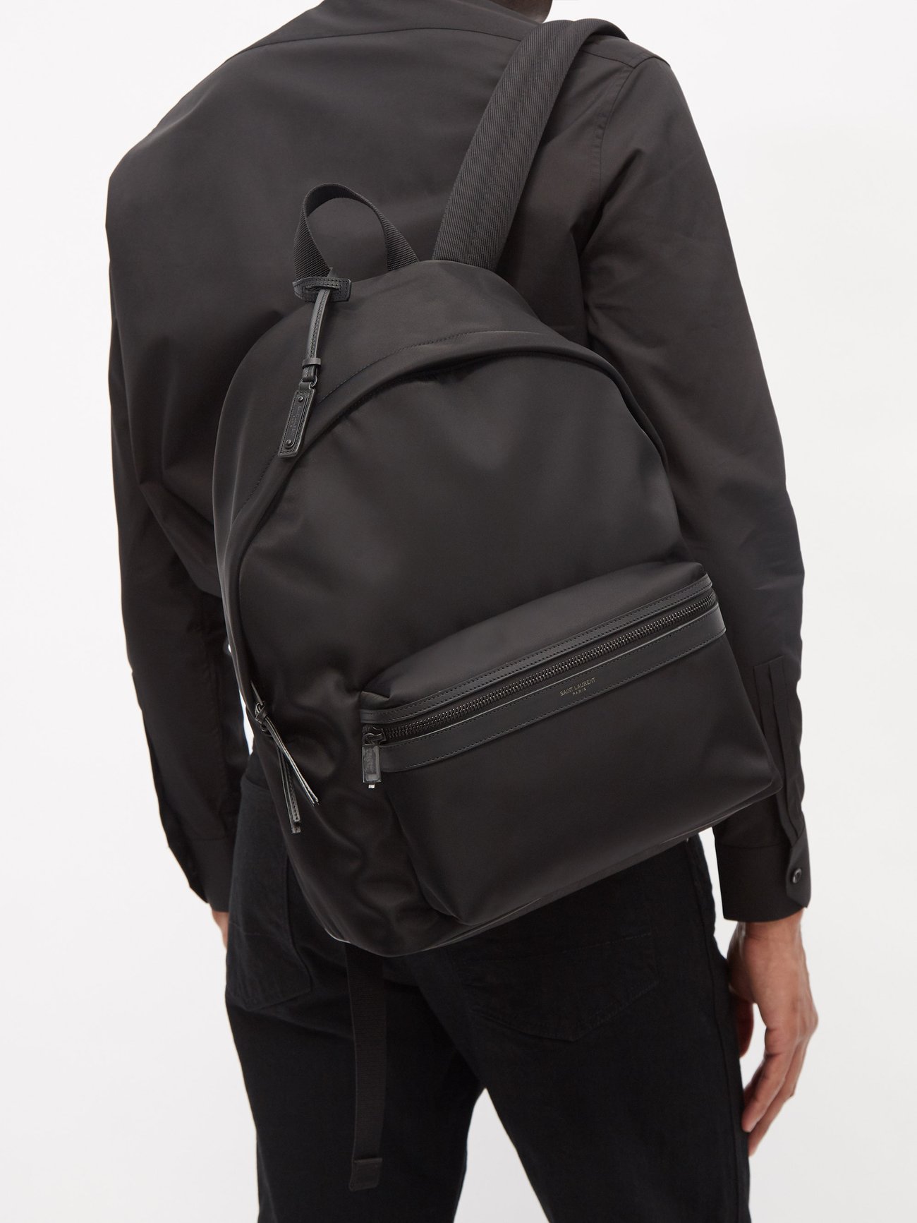 Saint Laurent City Canvas Backpack Palm Print Black/Multi in Nylon