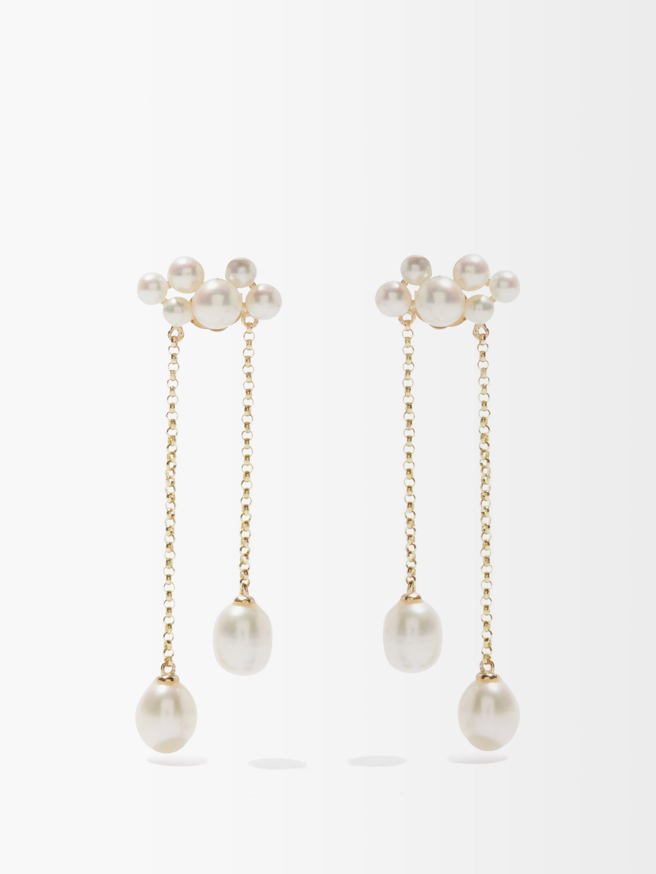Gold Wuthering Heights pearl & 14kt gold earrings | Anissa Kermiche ...