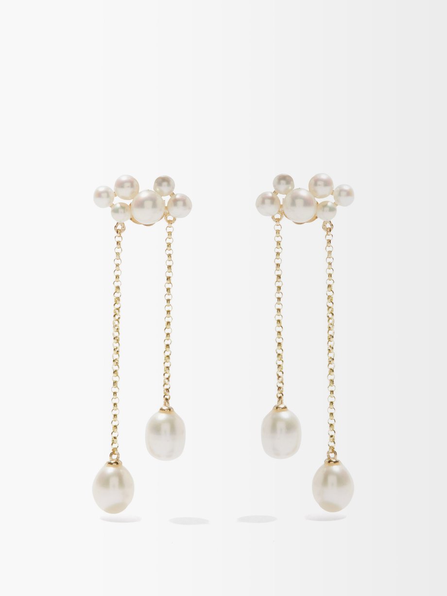 Anissa Kermiche Wuthering Heights pearl & 14kt gold earrings