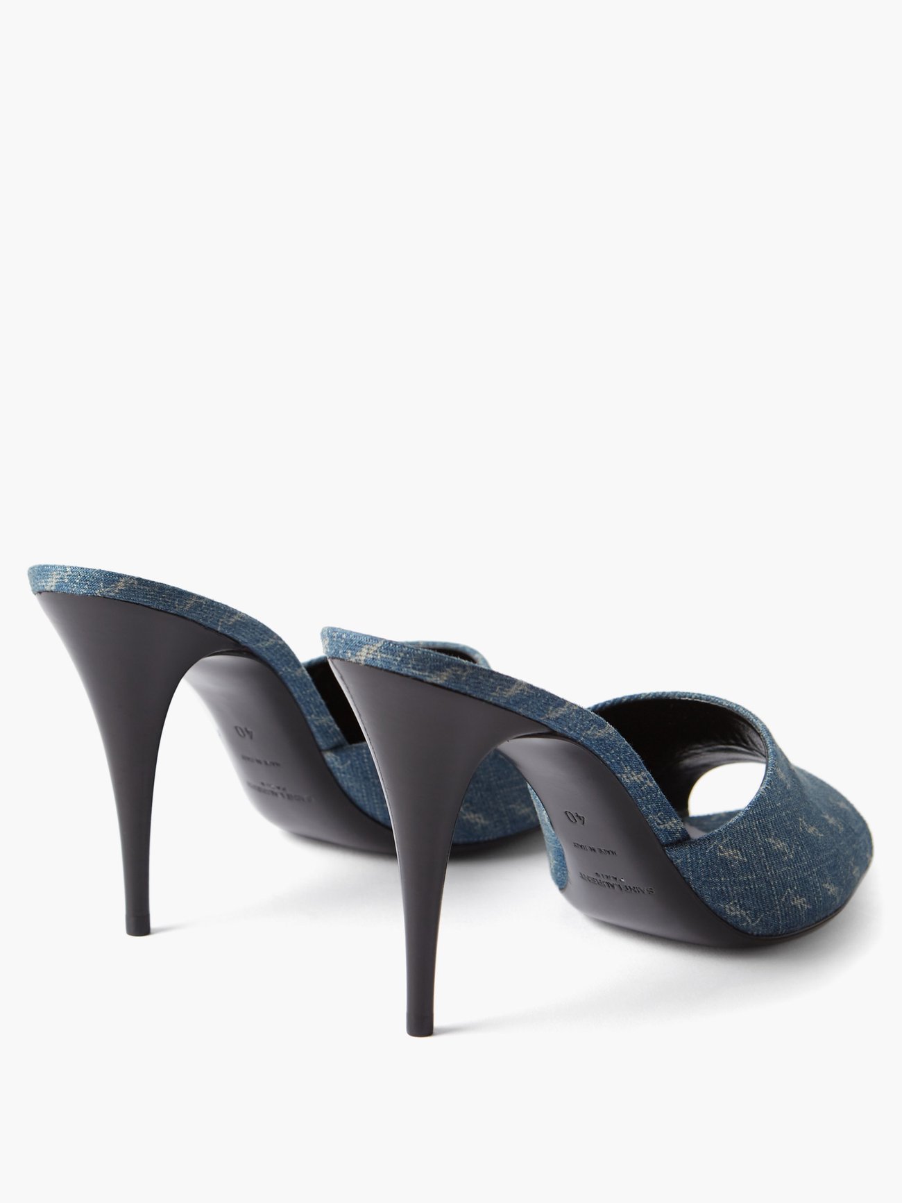 Saint Laurent Lola Monogram Denim Pumps in Blue