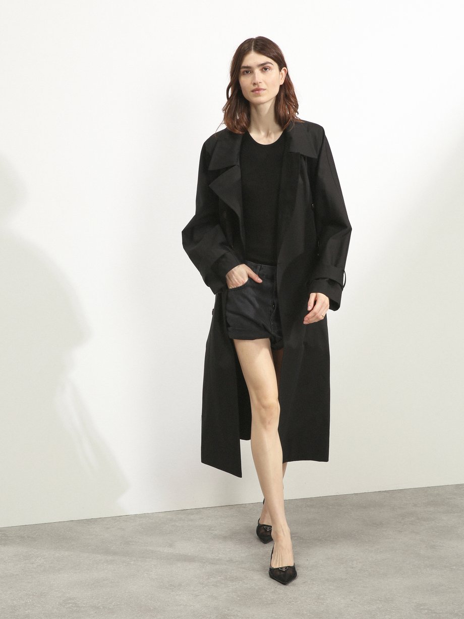 Black Batwing-sleeve organic-cotton trench coat | Raey | MATCHESFASHION UK