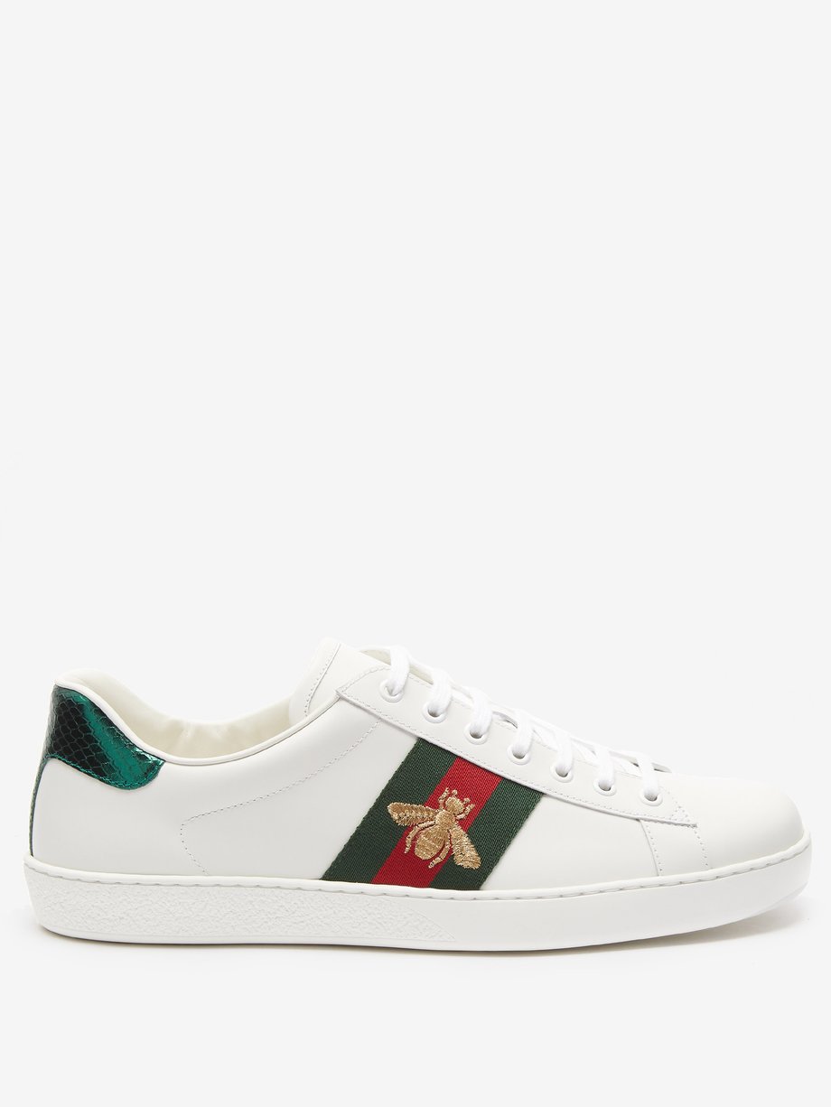 Gucci Ace bee-embroidered leather trainers