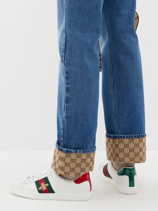 Gucci Ace bee-embroidered leather trainers
