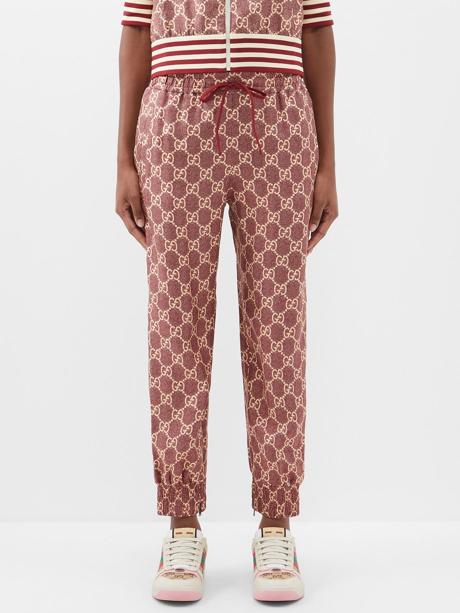 GUCCI Jacquard trousers GG in jogger style with tuxedo stripes in
