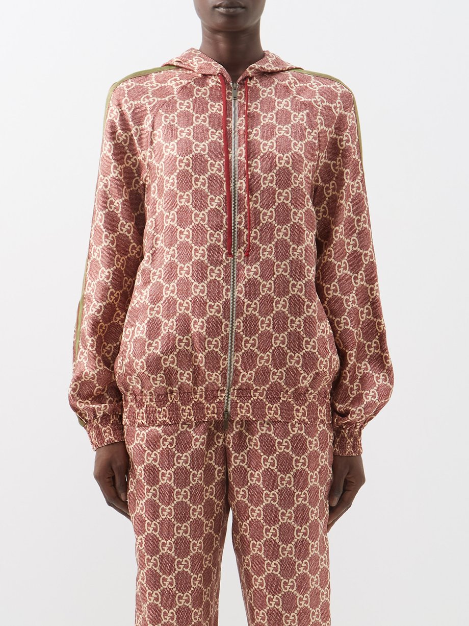 Gucci GG-jacquard hooded silk jacket