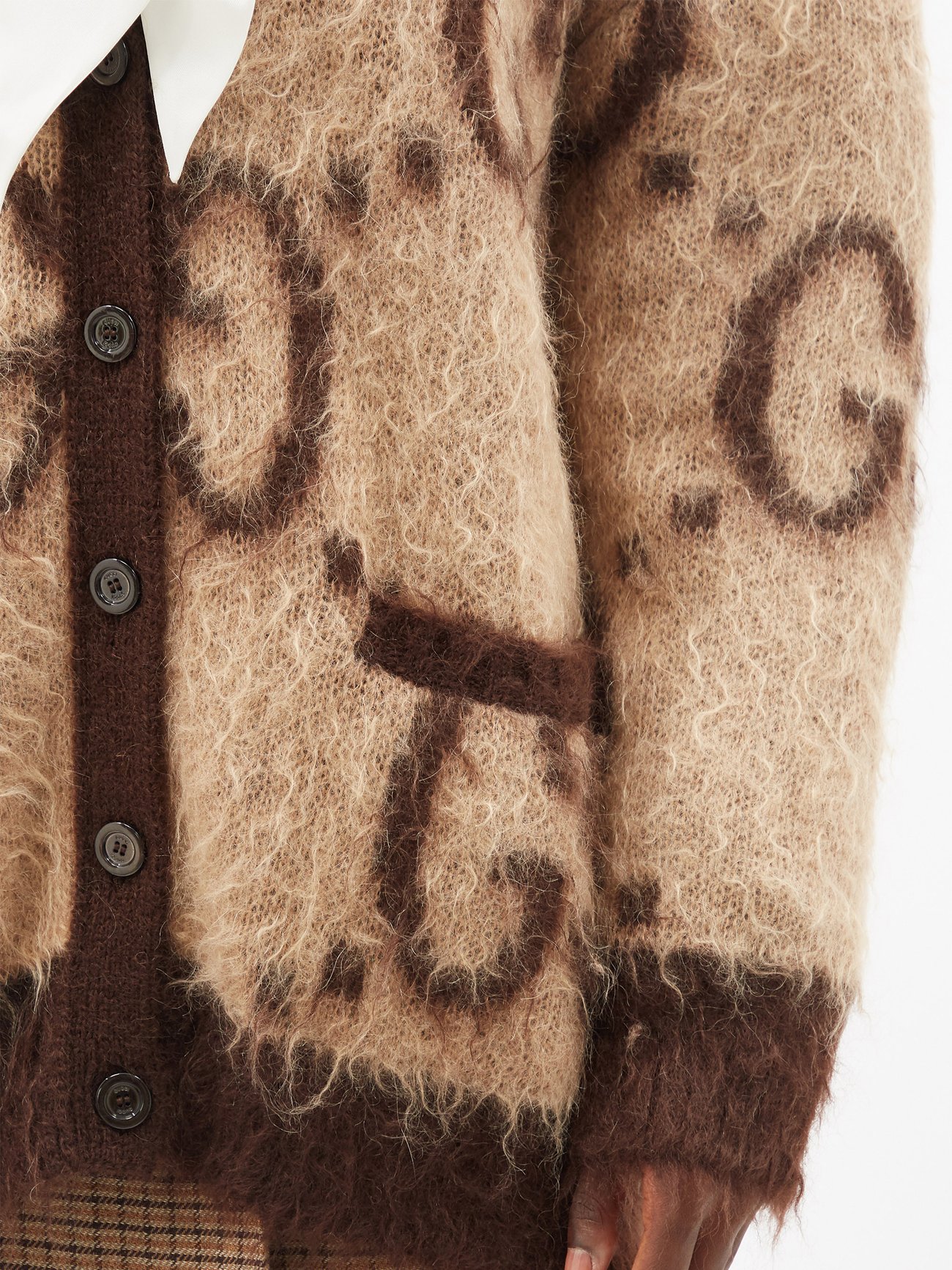 GG Reversible Mohair Blend Cardigan in Beige - Gucci