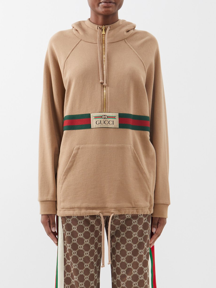 Gucci Web-stripe cotton-jersey hoodie