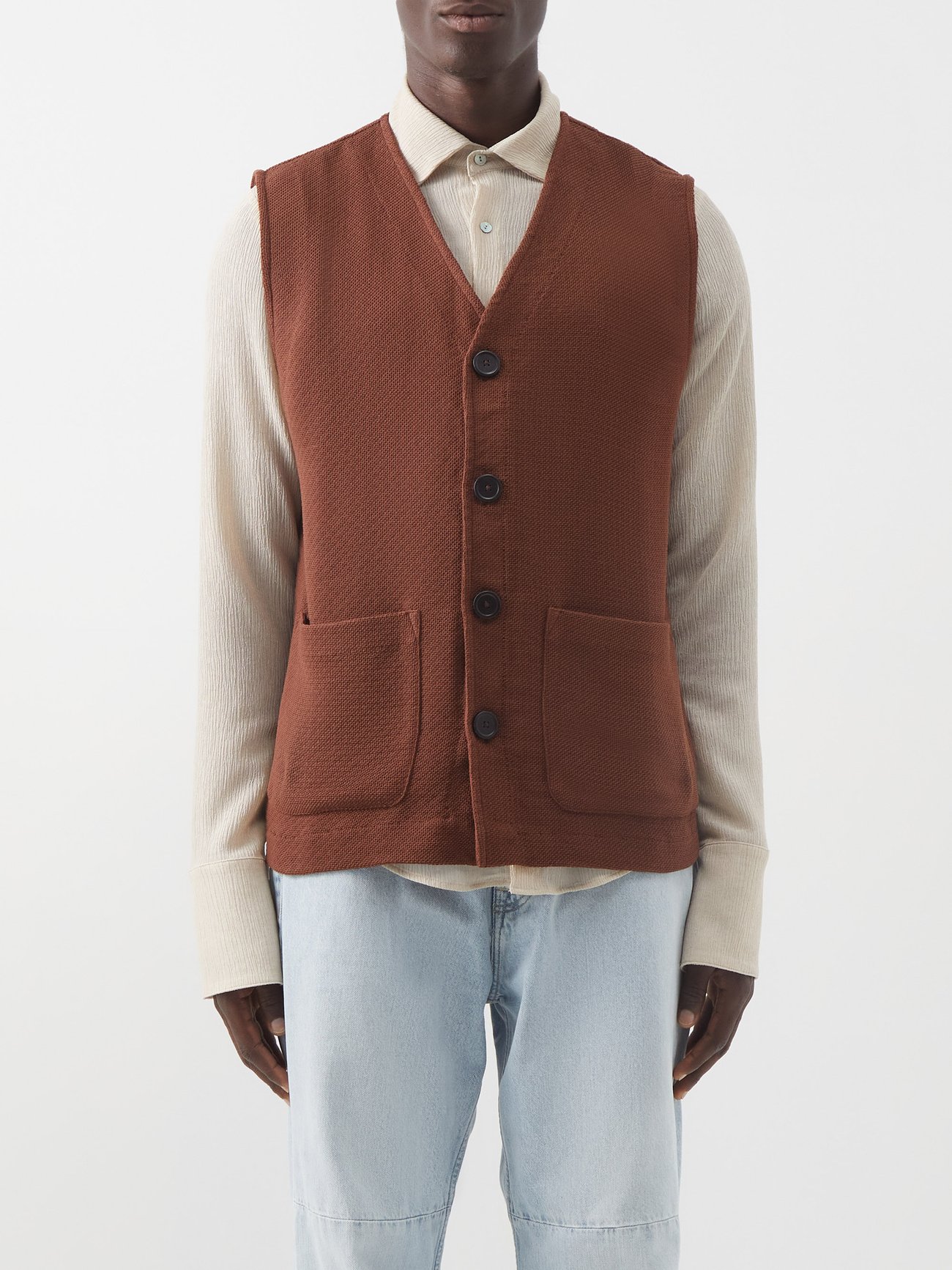 Brown Knitted cardigan sweater vest | Our Legacy 