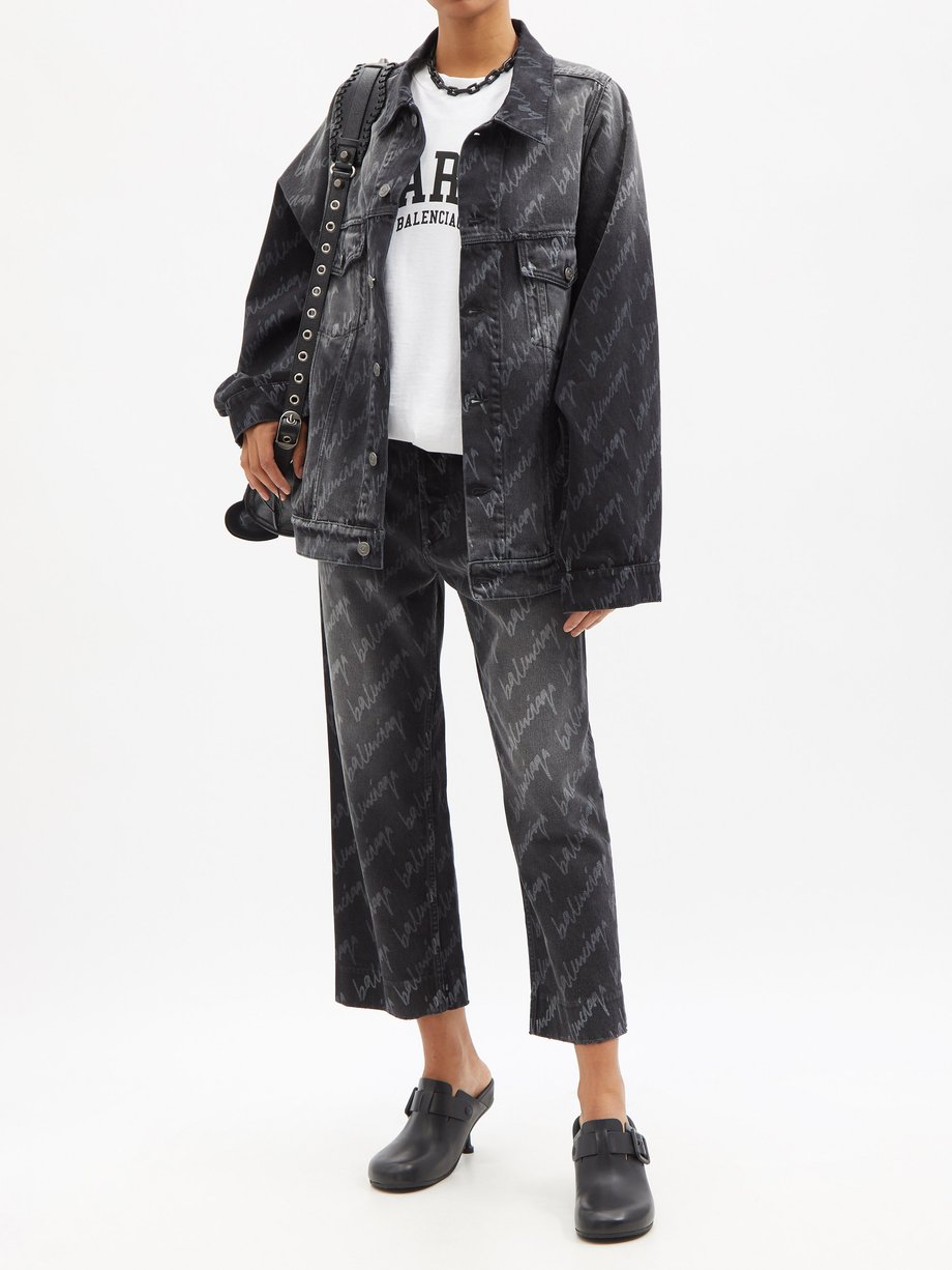 Black Scribble-print denim jacket | Balenciaga | MATCHES UK