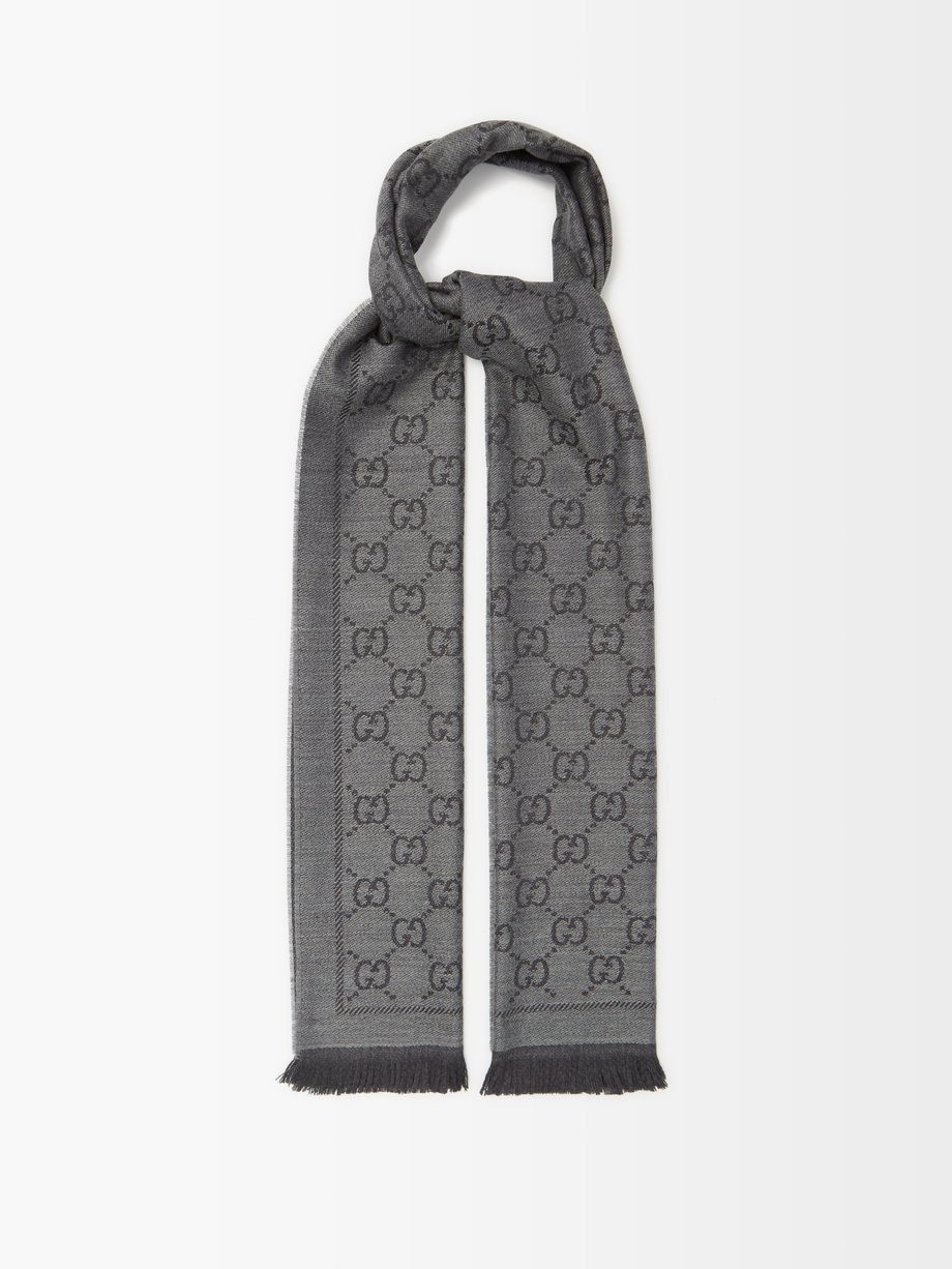 Gucci GG-jacquard reversible wool scarf