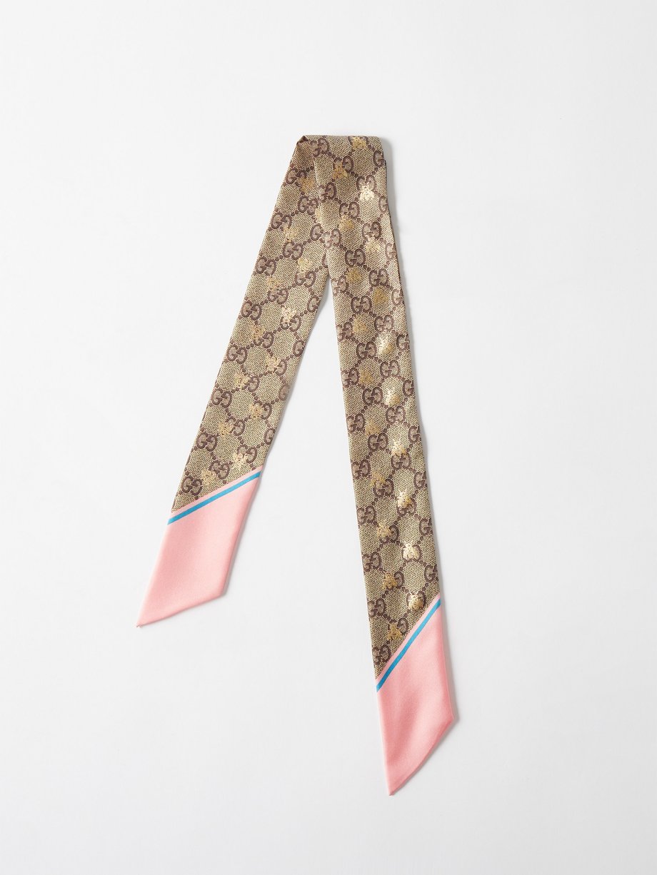 Gucci GG and bee-jacquard silk-faille scarf