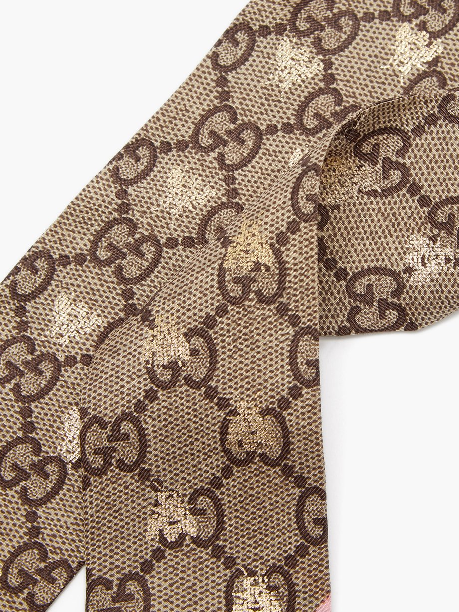 Neutral GG Supreme-jacquard horsebit-print silk scarf, Gucci