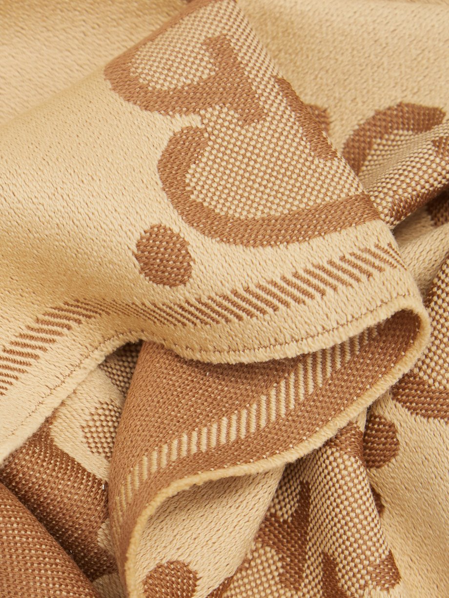 Brown GG logo-jacquard wool-blend scarf | Gucci | MATCHES UK