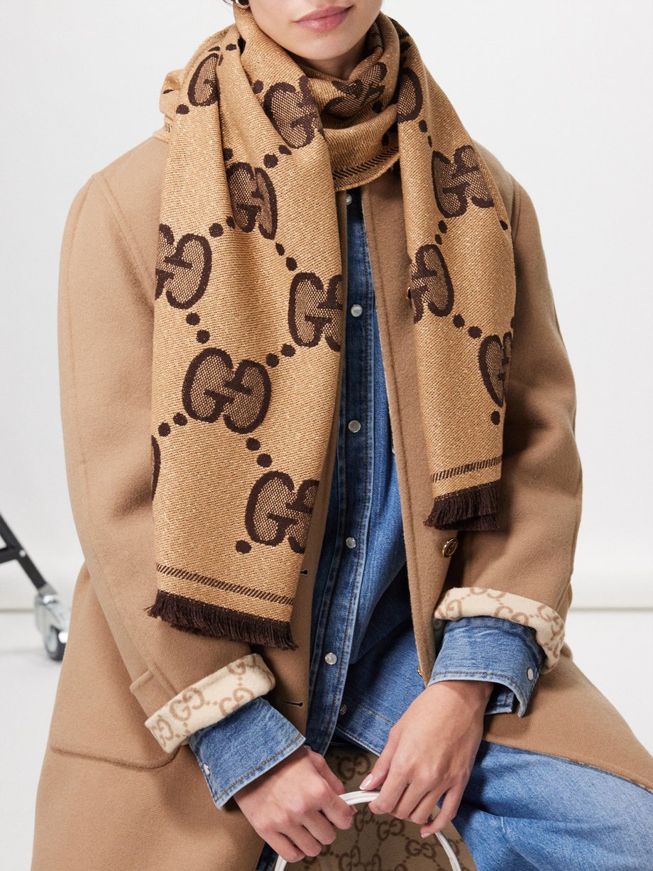 Gucci GG-jacquard wool-blend scarf