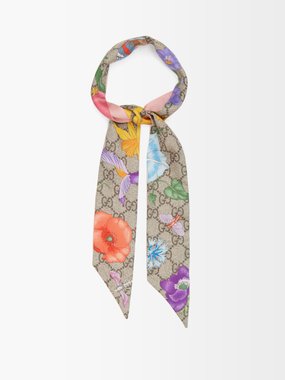 Gucci 'blooms' Monogram Floral Print Modal-silk Scarf in Pink