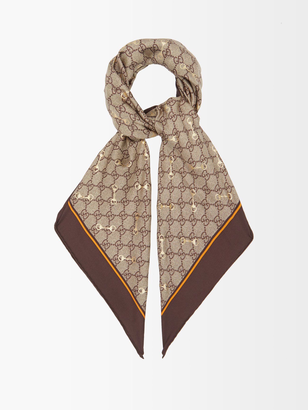 Neutral GG Supreme-jacquard horsebit-print silk scarf Gucci | MATCHESFASHION US