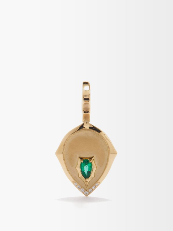 Jade Trau Charm en diamant, émeraude et or 18 carats Envoy